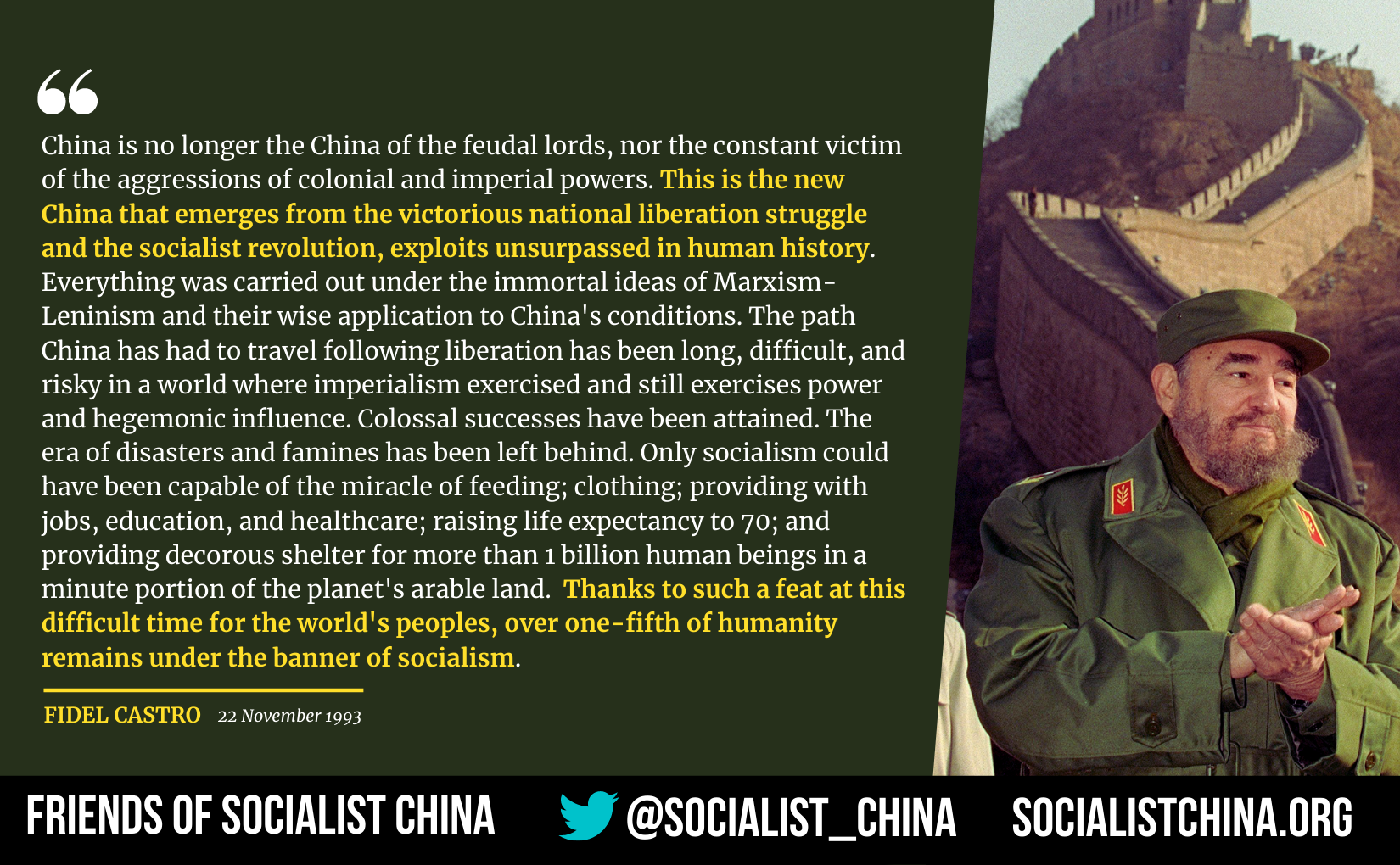 Fidel Castro on Chinese socialism (1993) - Friends of Socialist China