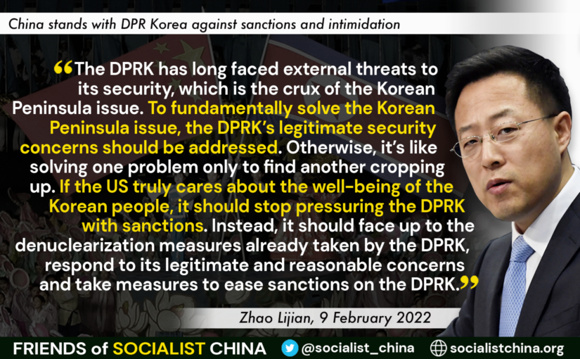 Zhao Lijian: China stands with the DPRK against sanctions and intimidation
