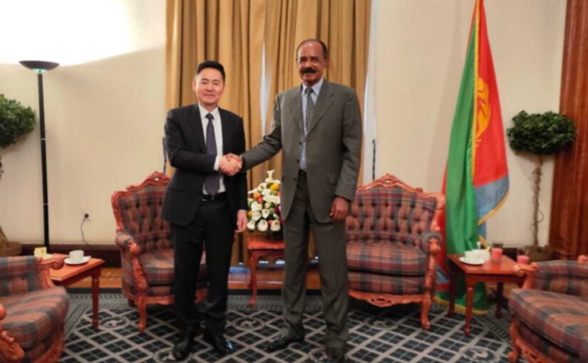 Eritrean President Isaias Afwerki meets with Special Envoy for the Horn of Africa Affairs Xue Bing