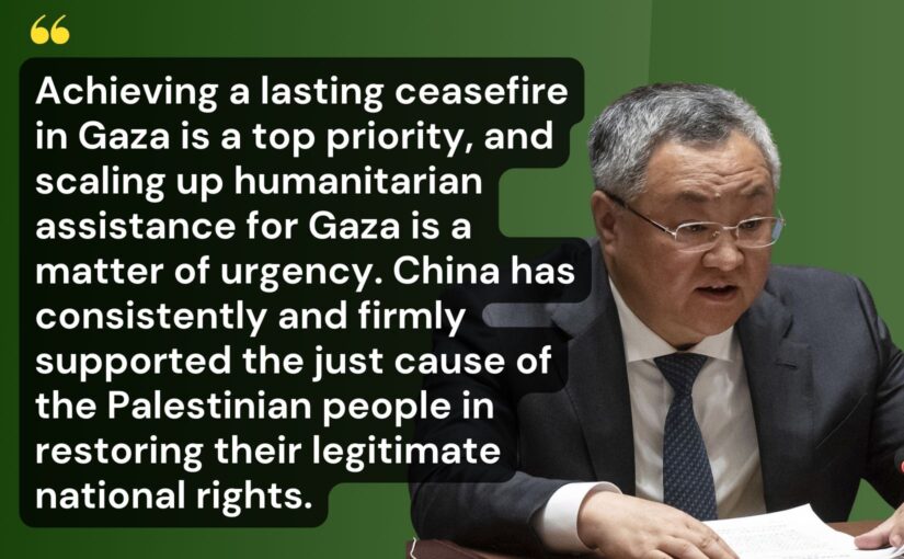China demands an end to Israeli ceasefire violations and increased humanitarian aid to Gaza