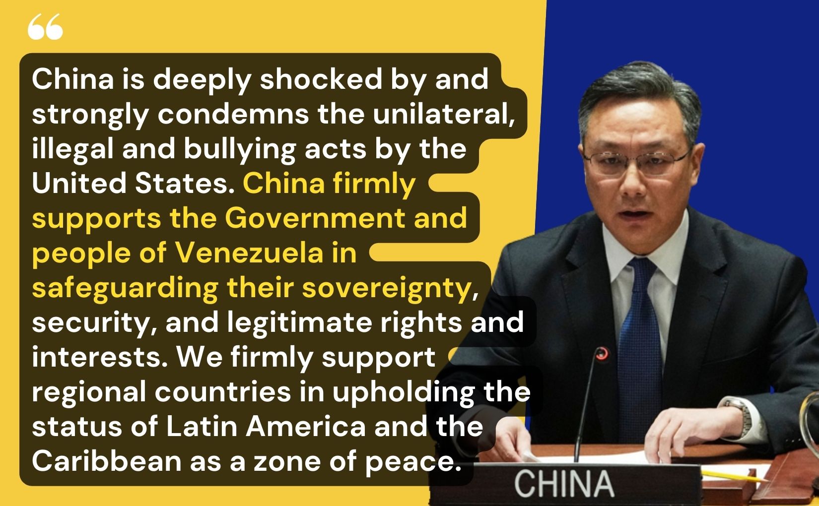 China at UN: Venezuela has every right to defend its sovereignty and national dignity